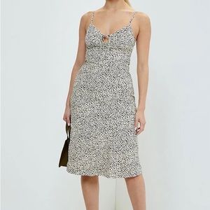 LA Hearts Tie Front Midi Dress in Leopard, Size S